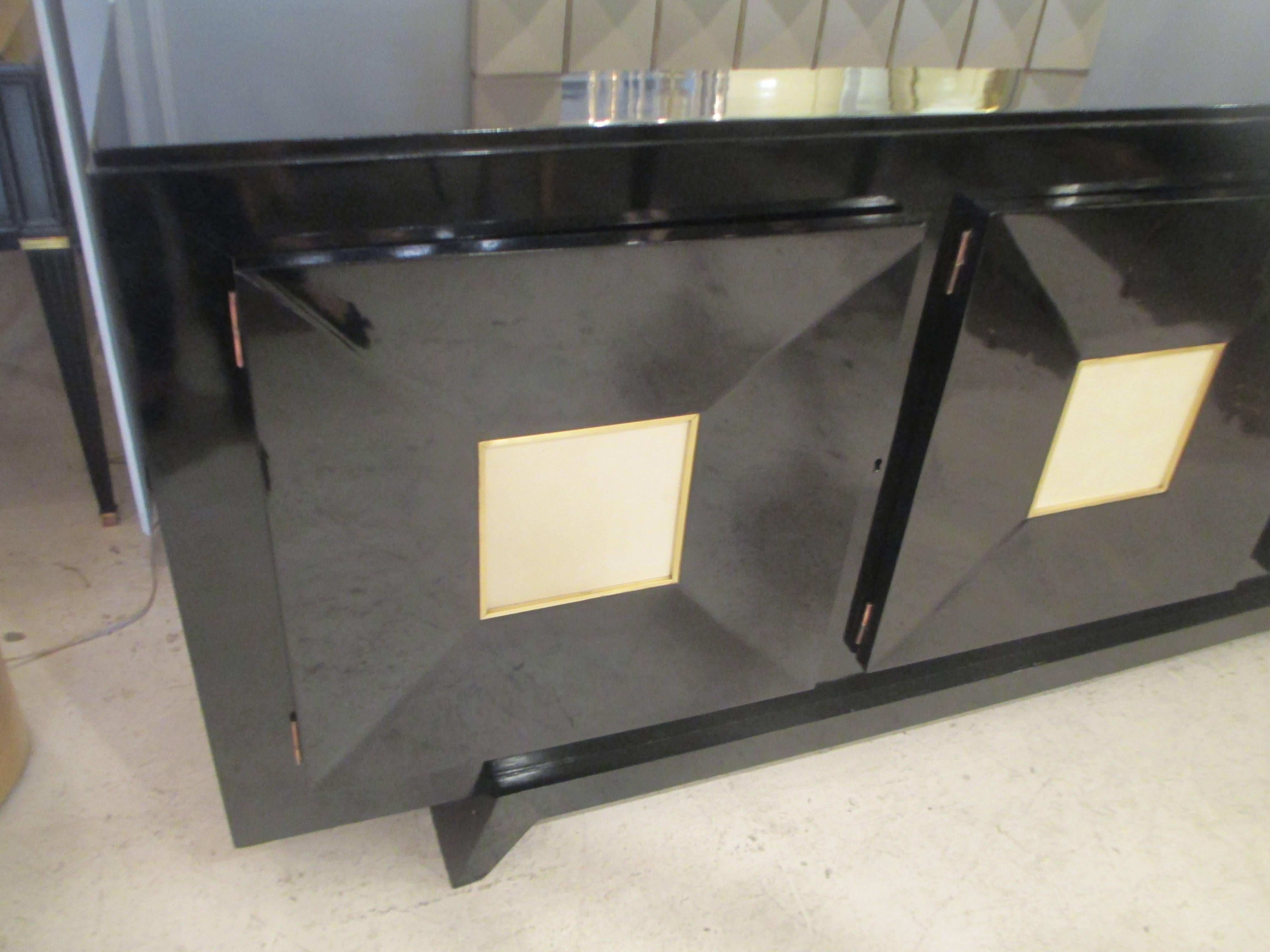French Ebonized Sideboard with Parchment Doors 3