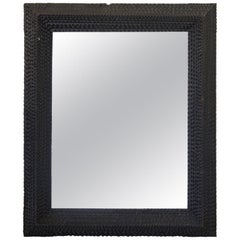 French Ebonized Tramp Art Mirror, circa 1900s