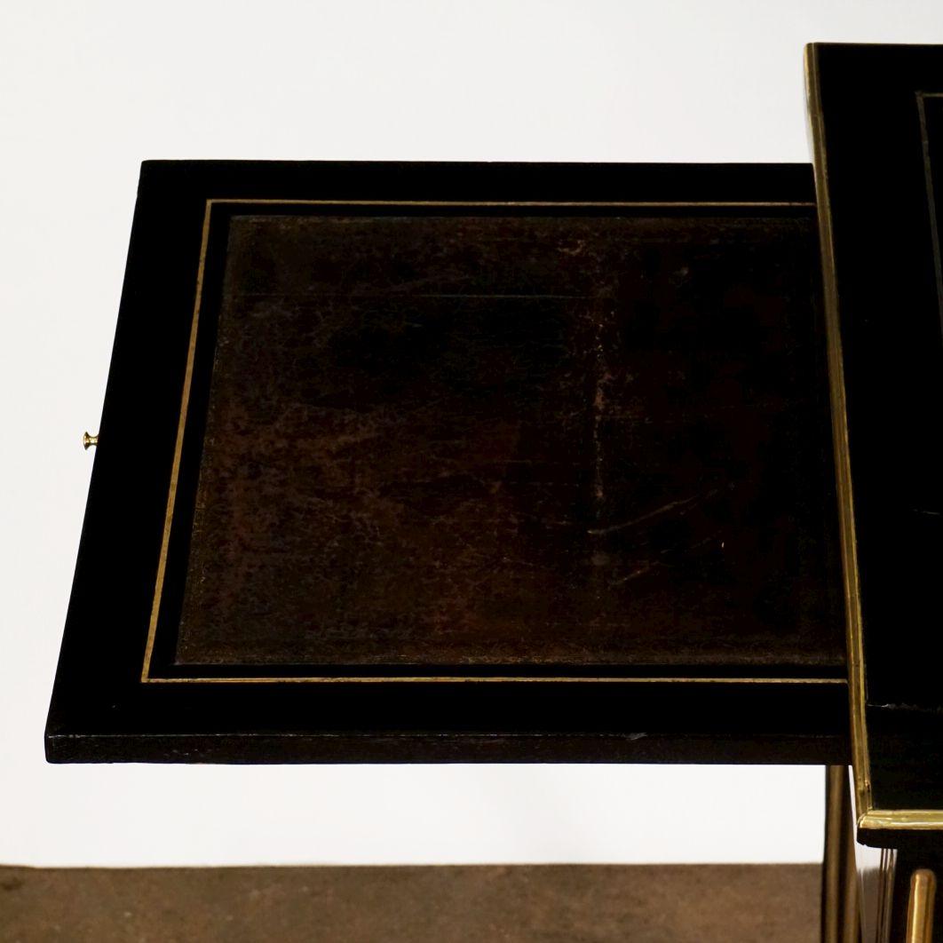 French Ebonized Writing Desk with Embossed Leather Top 4