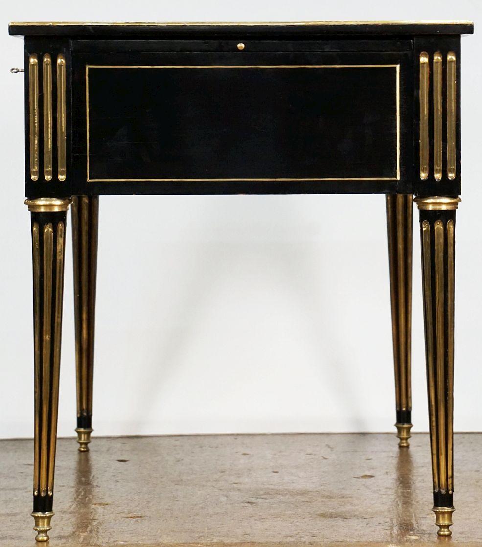 French Ebonized Writing Desk with Embossed Leather Top 8