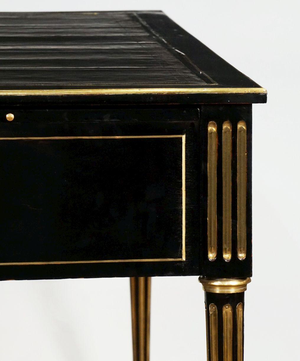 French Ebonized Writing Desk with Embossed Leather Top 10