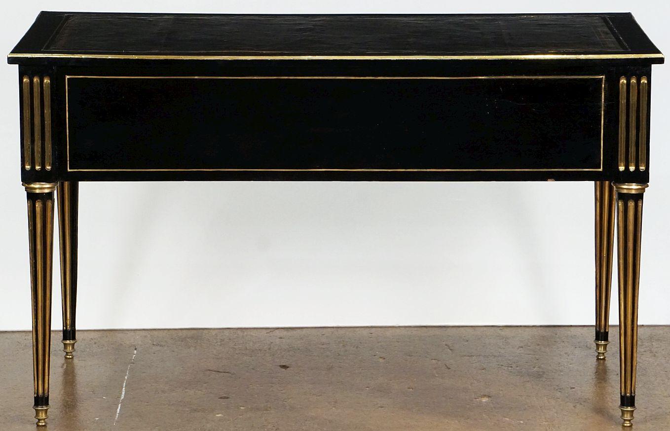 French Ebonized Writing Desk with Embossed Leather Top 14