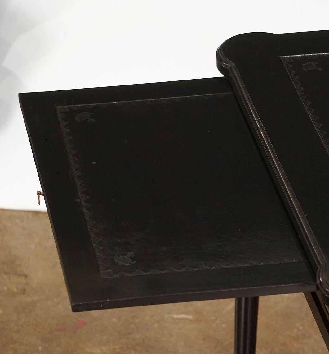 French Ebonized Writing Table or Desk with Embossed Leather Top 3