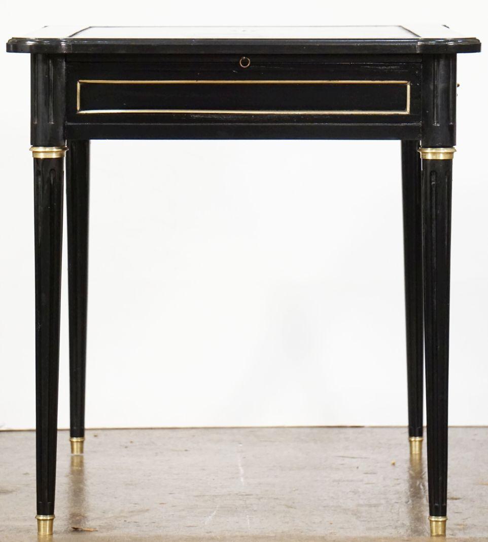 19th Century French Ebonized Writing Table or Desk with Embossed Leather Top
