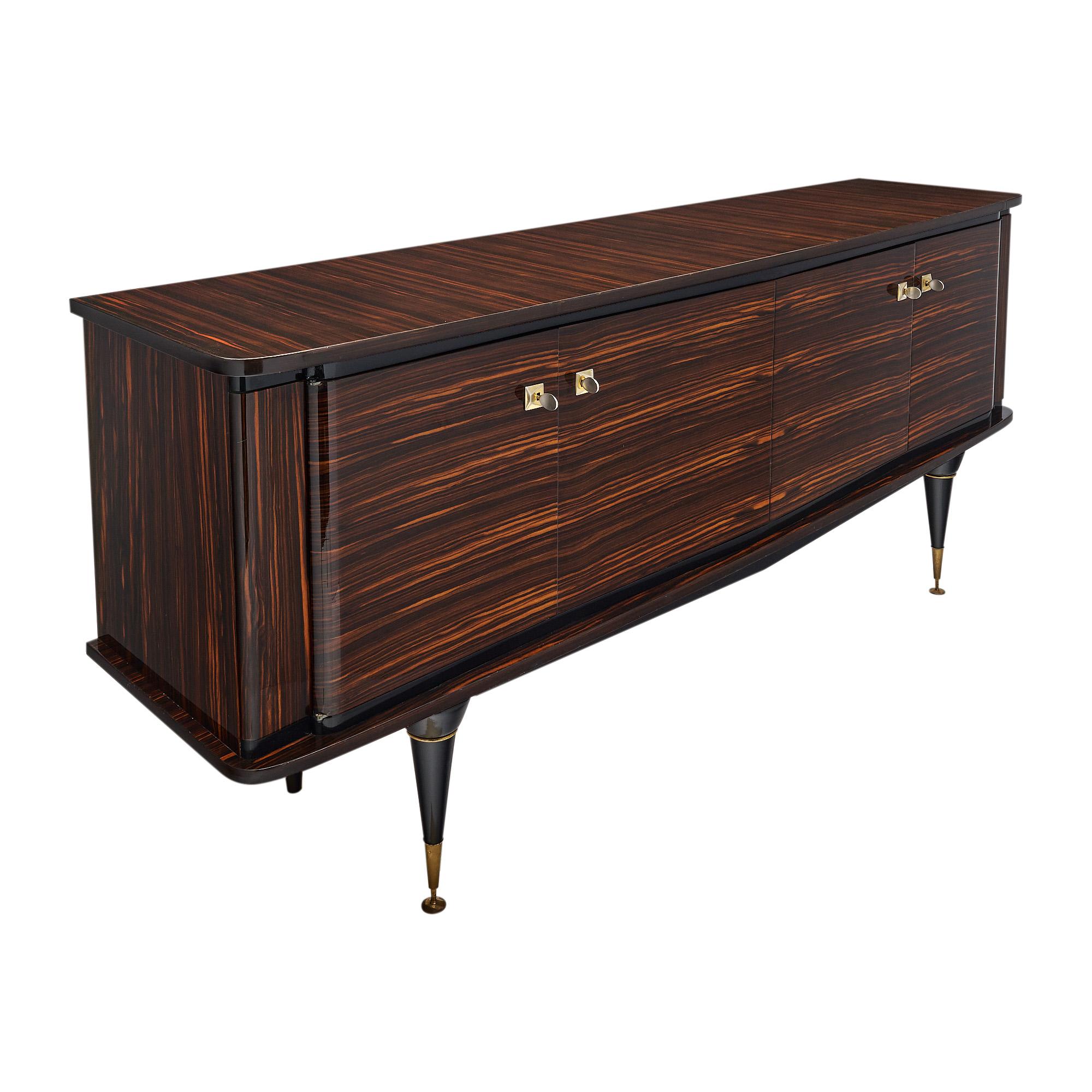 Mid-Century moderno Bordo/buffet in ebano francese di Macassar in vendita