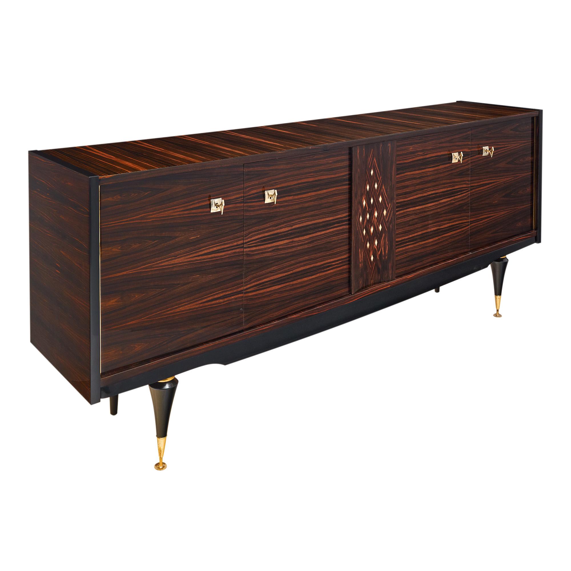 Mid-Century Modern French Ebony of Macassar Mid-Century Buffet