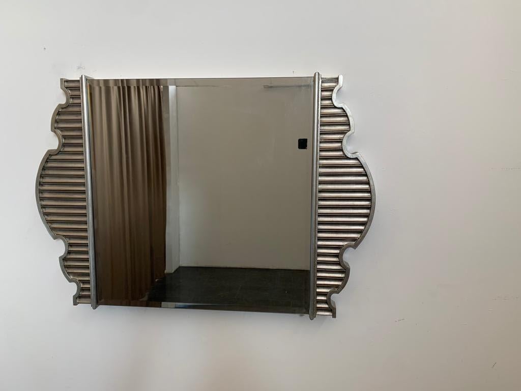 Art Déco Specchio francese eclettico con placcatura in argento, anni '90 in vendita