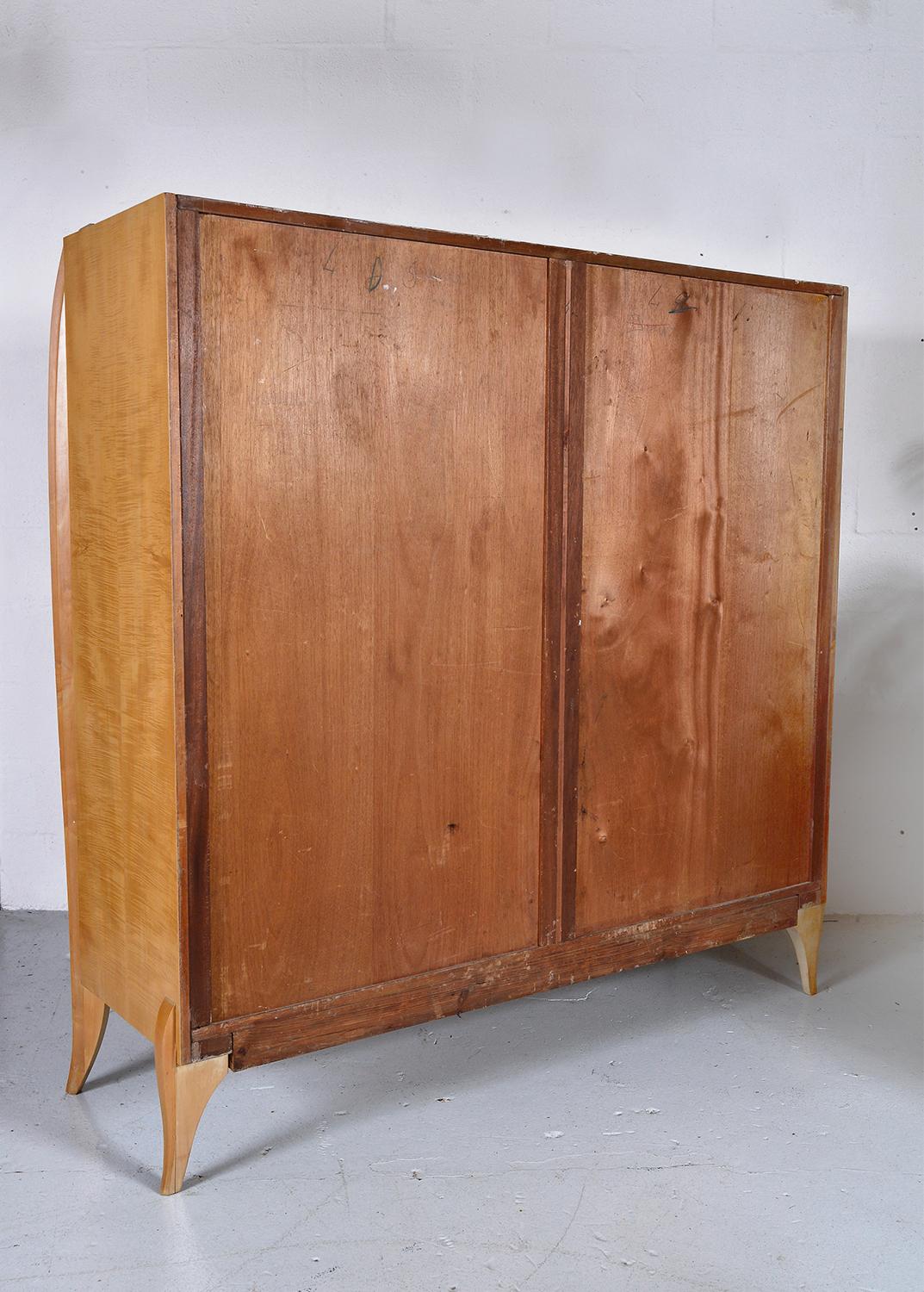 French Editions AV Burr Maple Wardrobe with Mirror Panel, 1940's For Sale 11