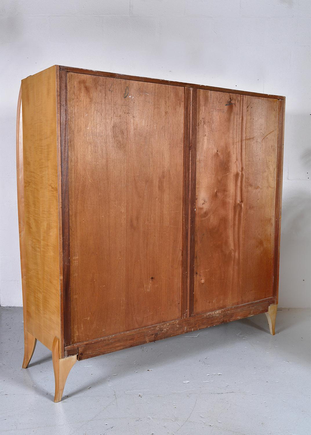 French Editions AV Burr Maple Wardrobe with Mirror Panel, 1940's 10