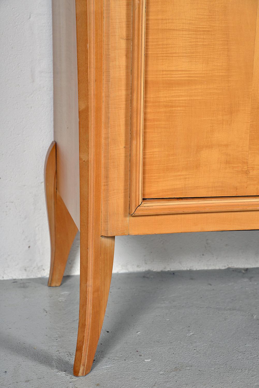 French Editions AV Burr Maple Wardrobe with Mirror Panel, 1940's 3