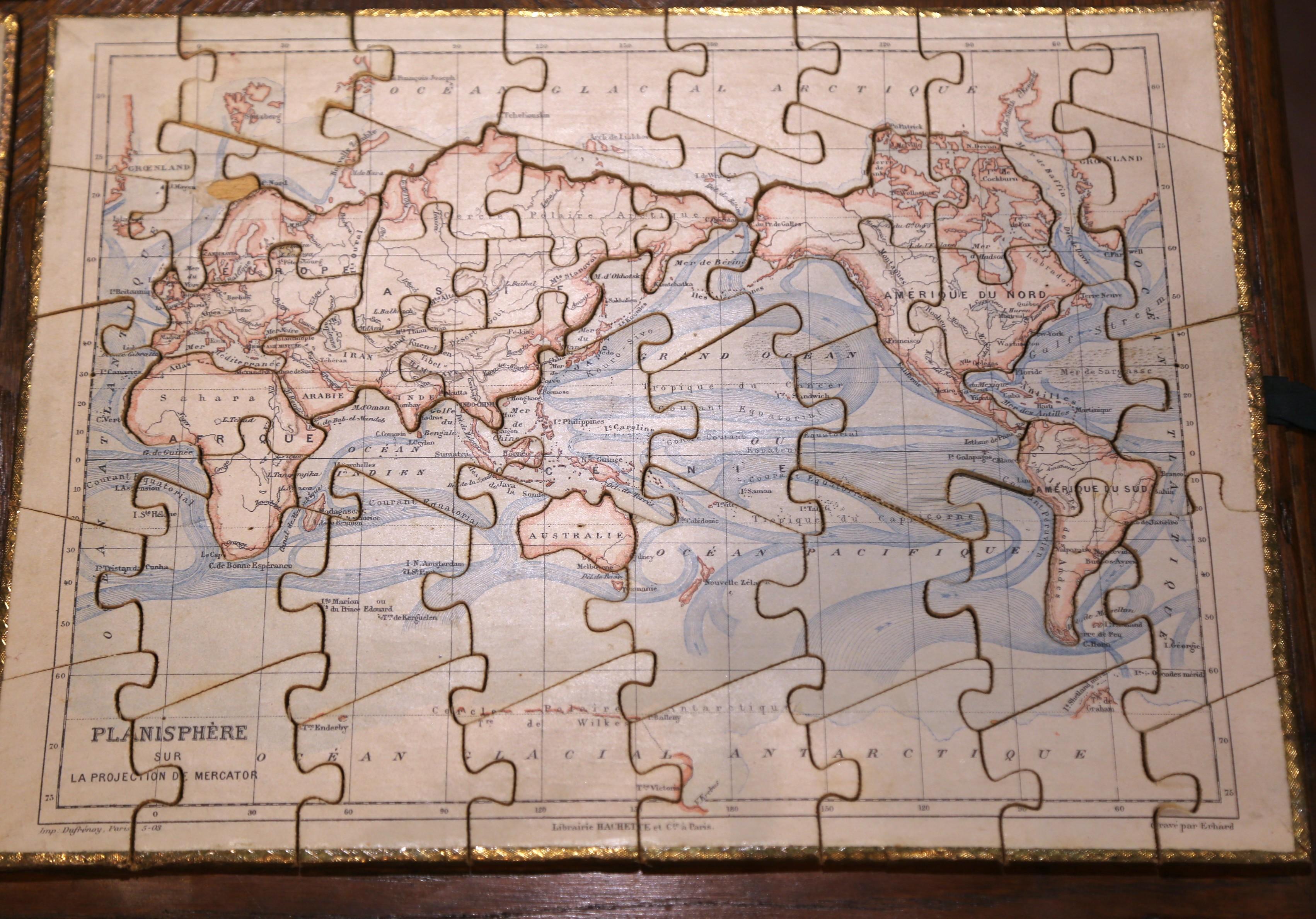 French Educational Atlas Geographique Puzzle Box with Maps, Dated 1903 In Excellent Condition For Sale In Dallas, TX