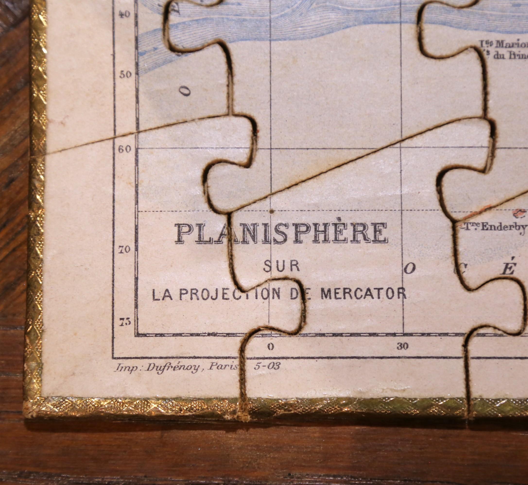 20th Century French Educational Atlas Geographique Puzzle Box with Maps, Dated 1903 For Sale