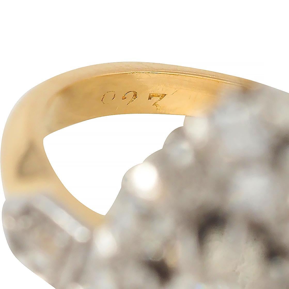 French Edwardian 1.84 CTW Diamond Platinum 18K Gold Antique Navette Ring GIA For Sale 6