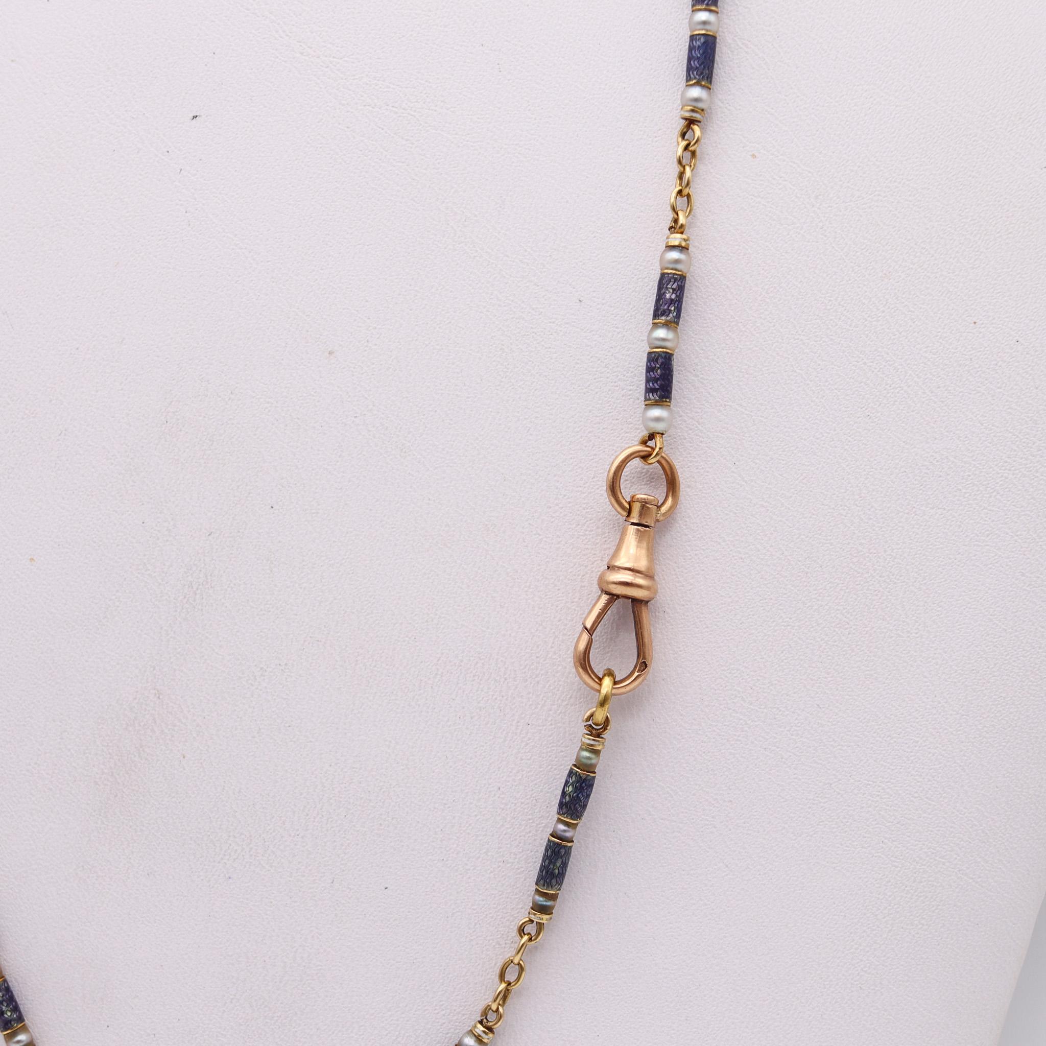Catena francese edoardiana smaltata.

Splendida catena da collo, creata a Parigi in Francia durante il periodo edoardiano, nel 1905. Questa bellissima catena è stata realizzata con cura in oro giallo massiccio a 18 carati con finitura lucida. La
