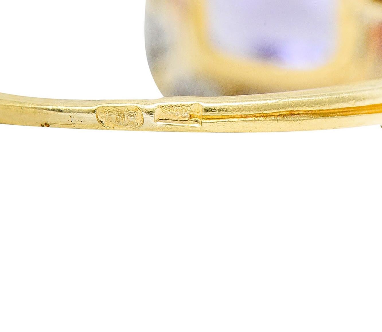 French Edwardian 5.24 Carats No Heat Sapphire Diamond Platinum 18K Gold Ring 2