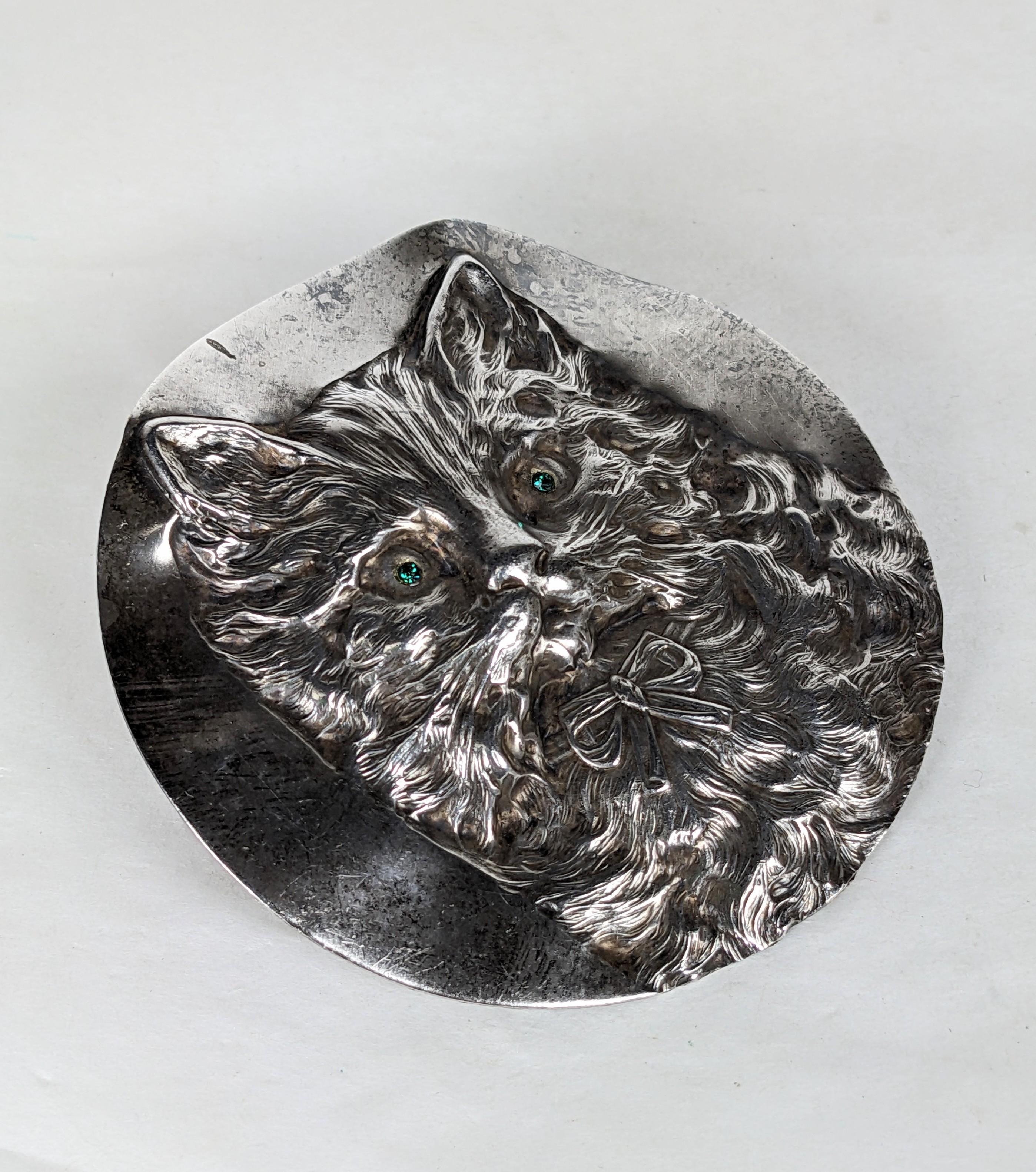 French Edwardian Cat Brooch In Excellent Condition For Sale In New York, NY
