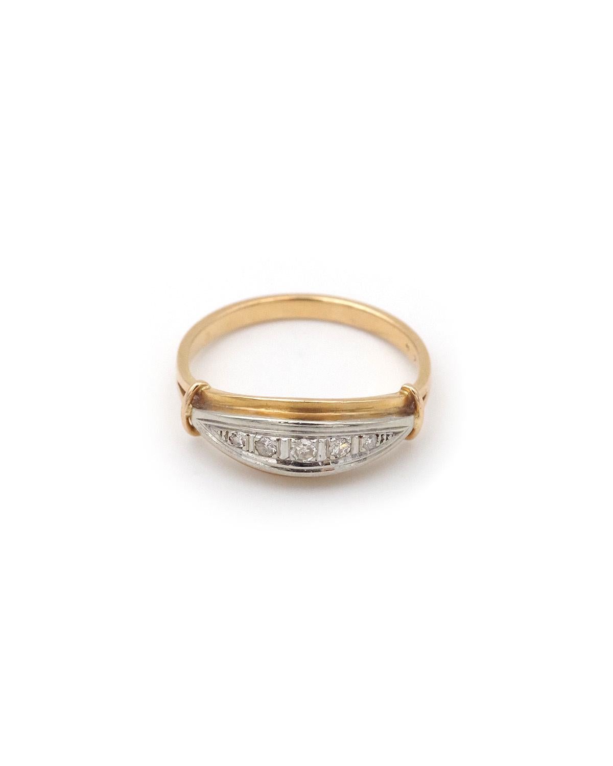 Bague Edouardienne française en or 18k et platine, 0.18 ct diamant, Mariage Unisexe en vente