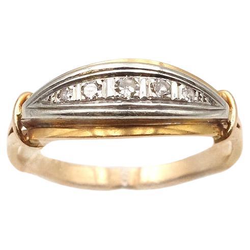 Bague Edouardienne française en or 18k et platine, 0.18 ct diamant, Mariage en vente