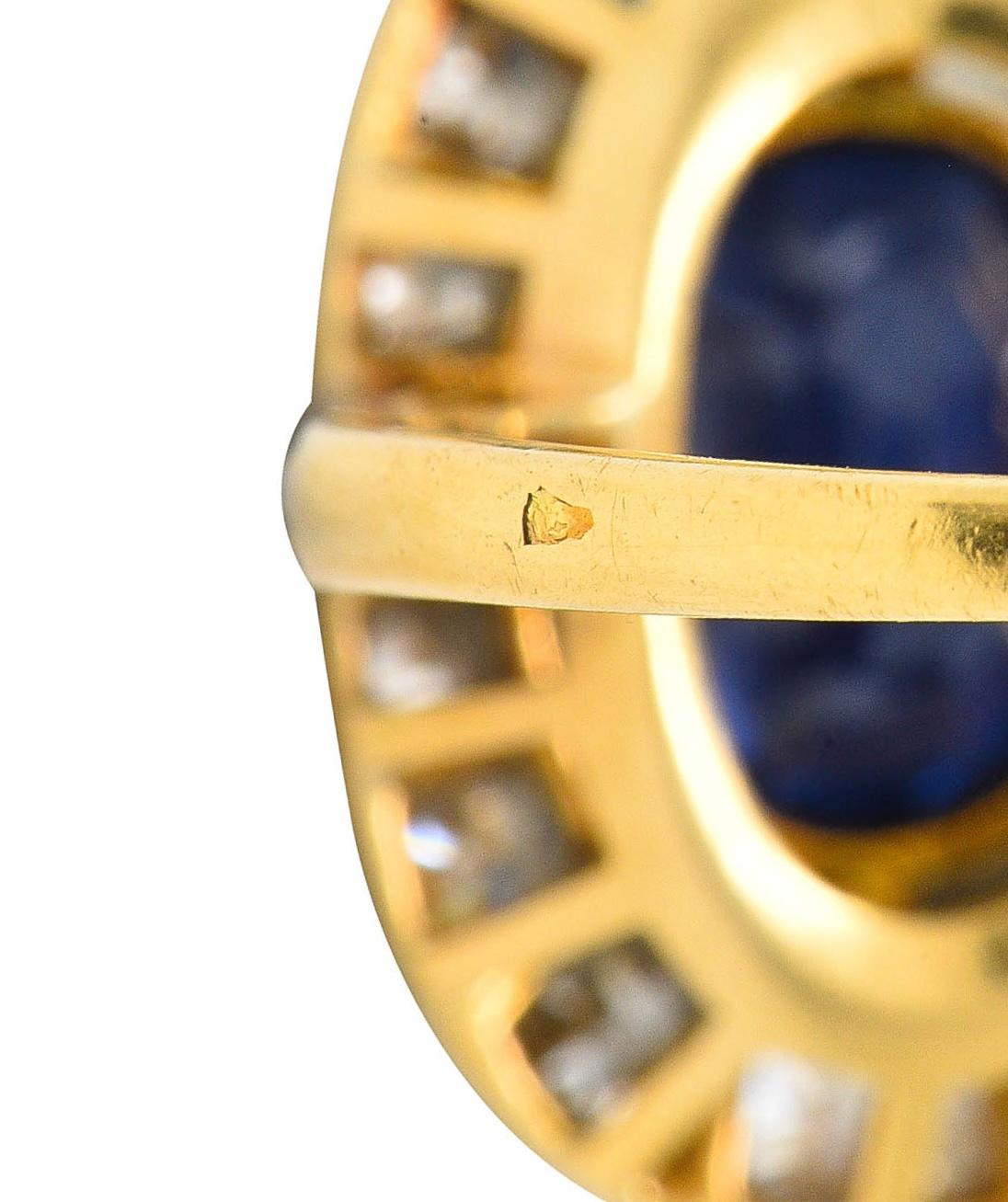 French Edwardian No Heat Ceylon Sapphire Diamond Platinum 18K Gold Antique Ring For Sale 3