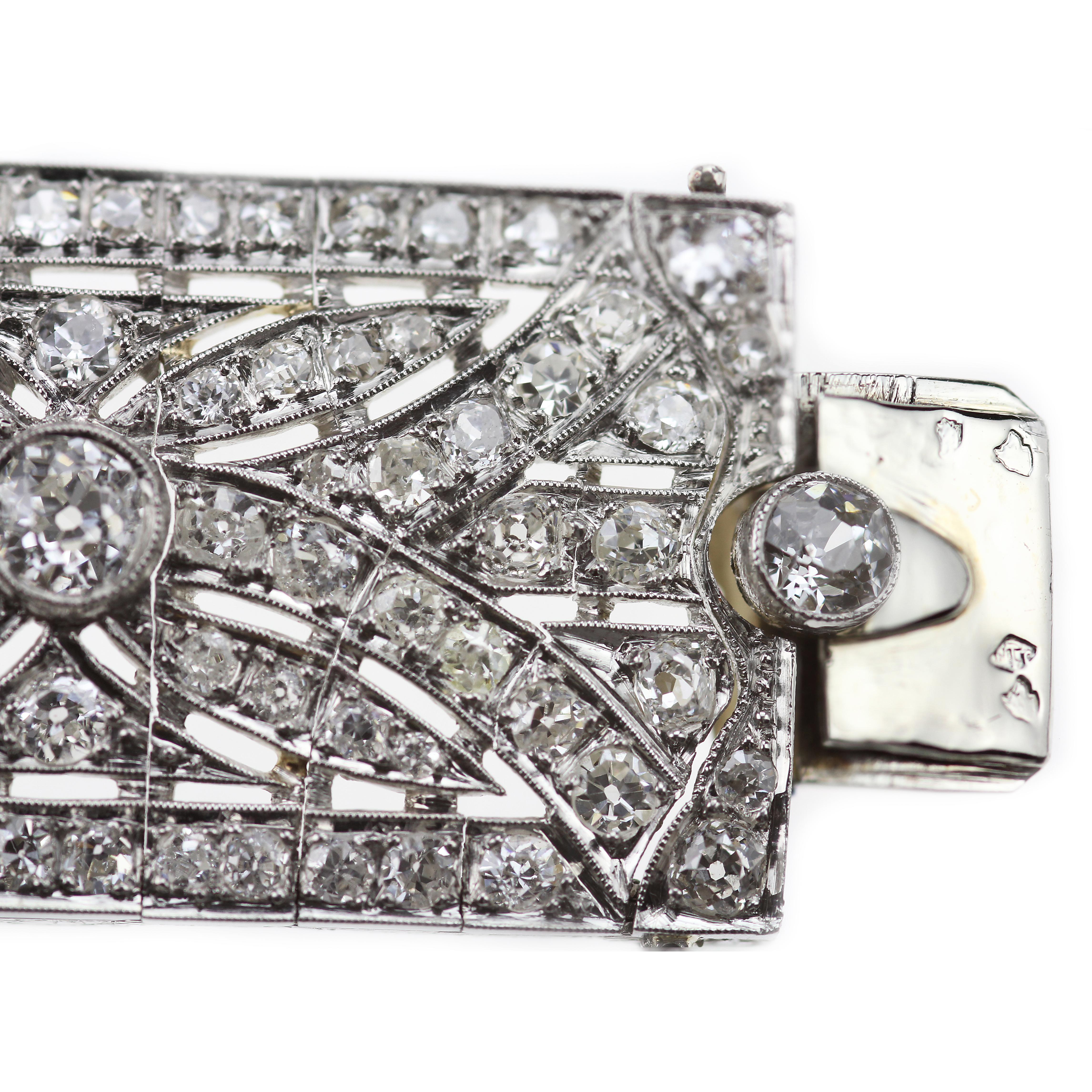 Old European Cut French Edwardian Platinum Diamond Bracelet 'Antique'