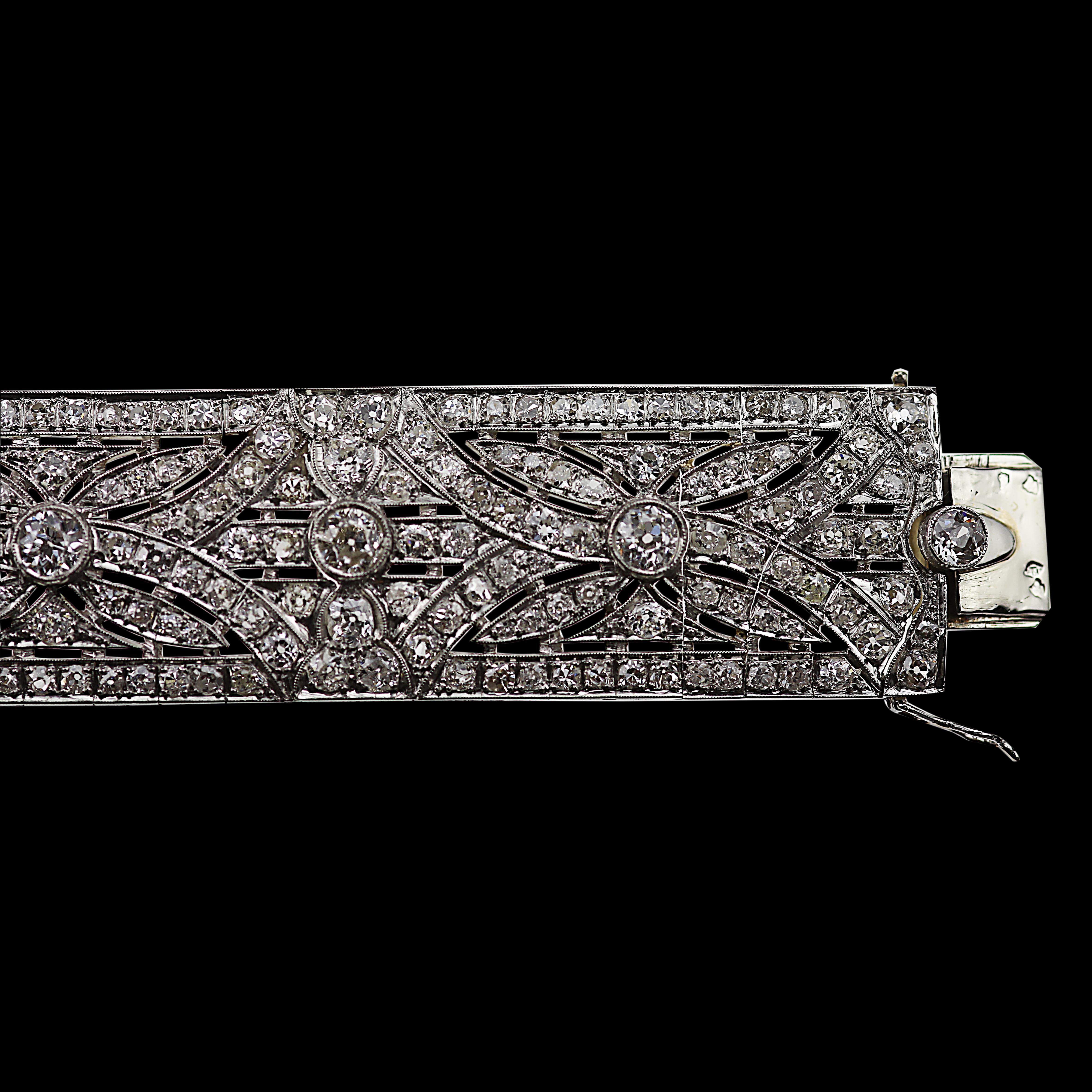 Women's French Edwardian Platinum Diamond Bracelet 'Antique'