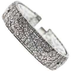 French Edwardian Platinum Diamond Bracelet 'Antique'