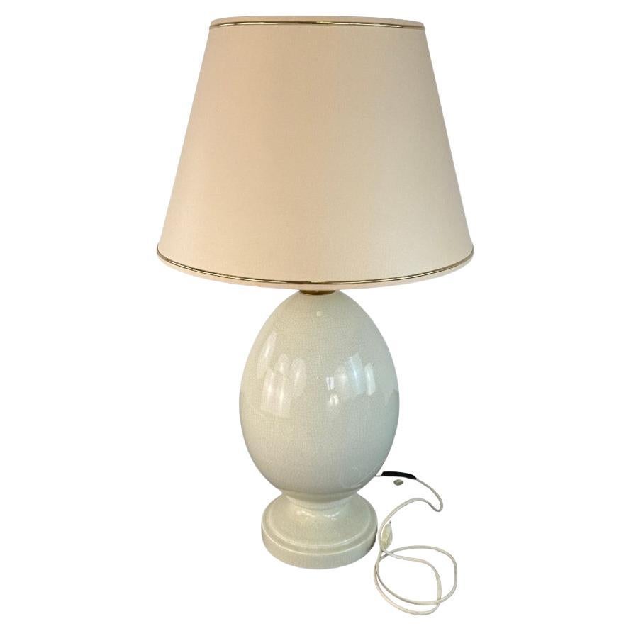 French Egg Ceramic Table Lamp For Sale