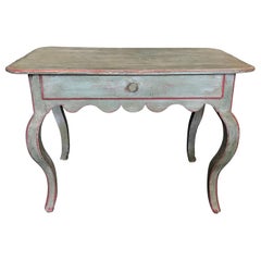 French Eggshell Blue Country Side Table or Nightstand