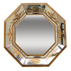 French Églomisé Octangular Mirror with Gilt Frame