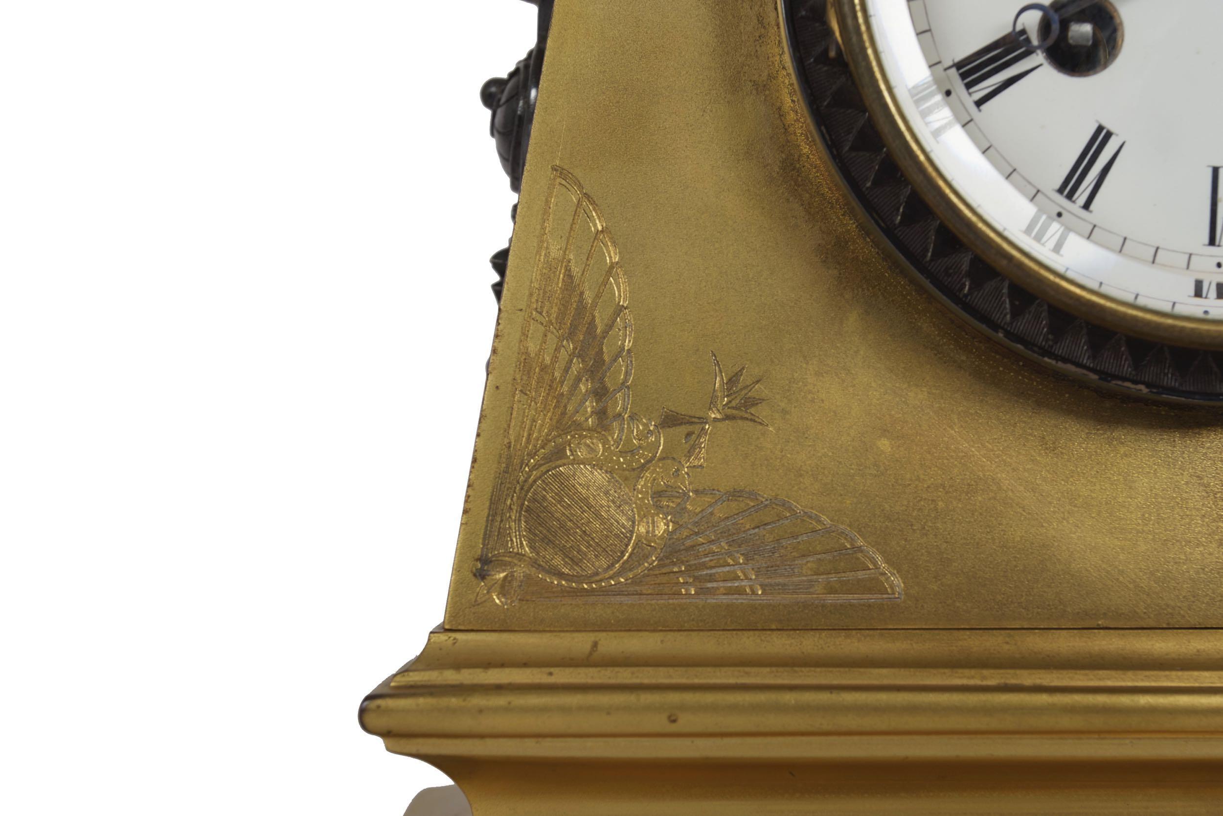 French Egyptian Revival Antique Bronze Mantel Clock with Sphinx, circa 1890 7