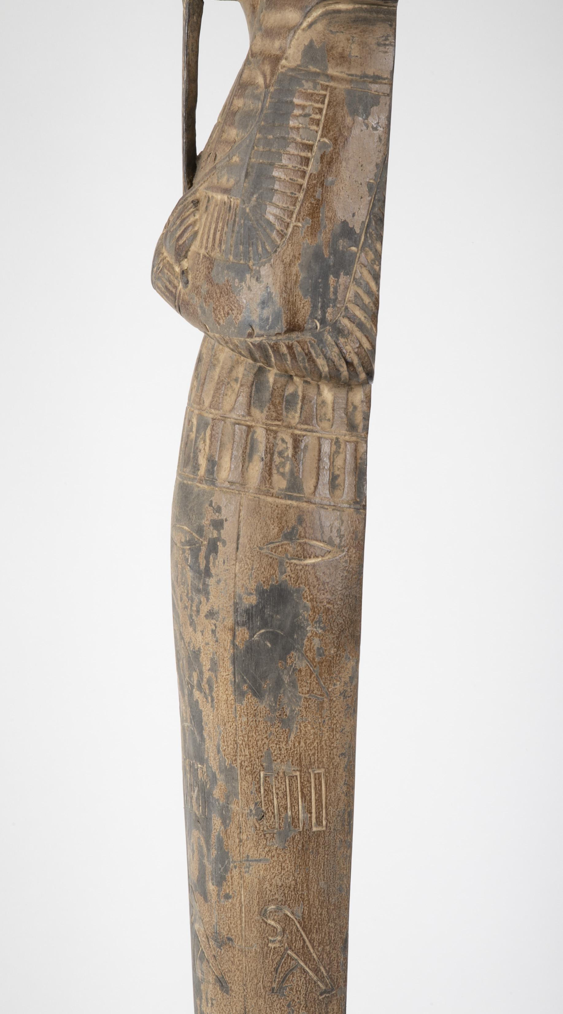 French Egyptian Revival Carved Wood Figure of King Tutankamun For Sale 5