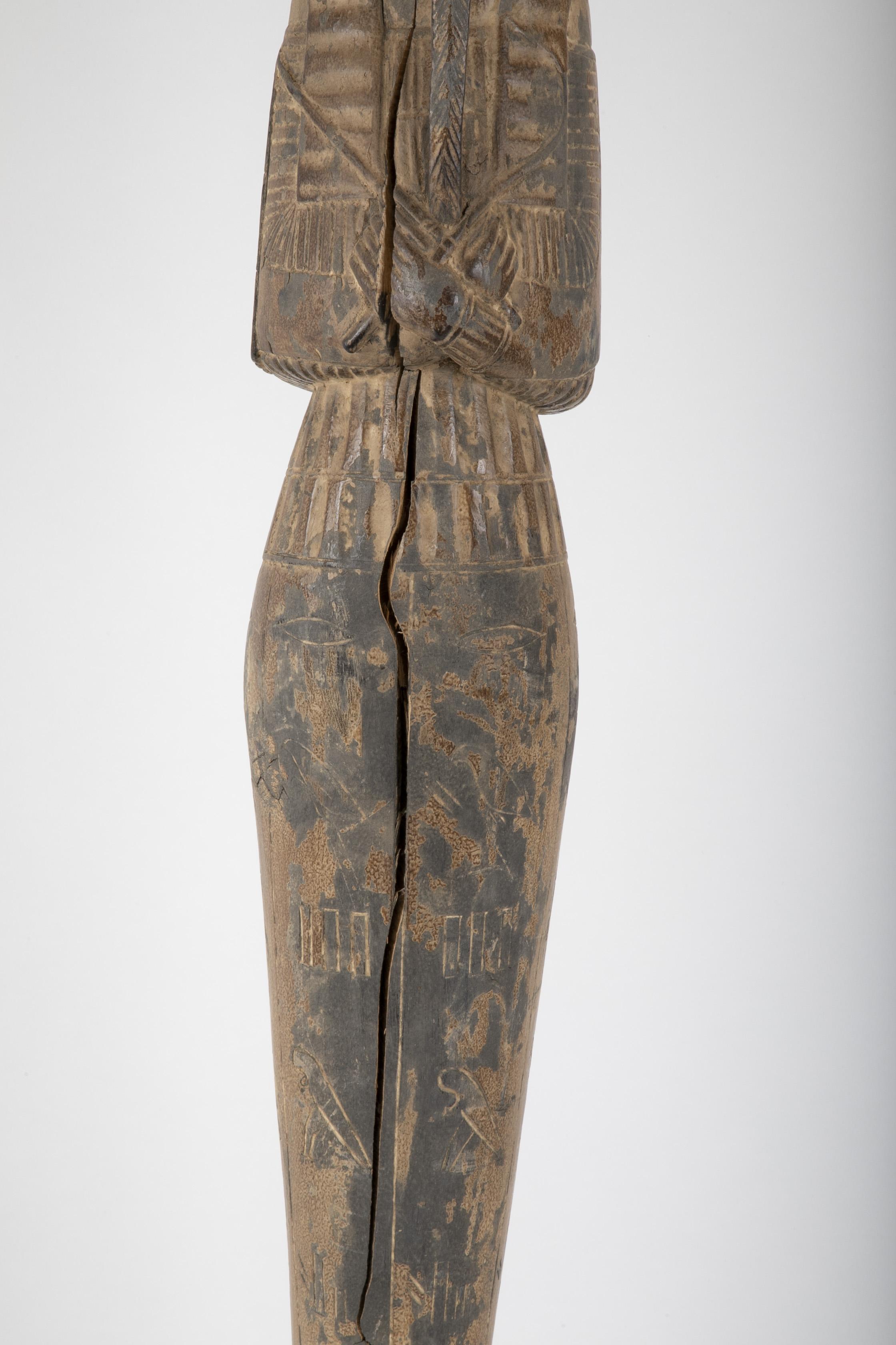 Hand-Carved French Egyptian Revival Carved Wood Figure of King Tutankamun For Sale