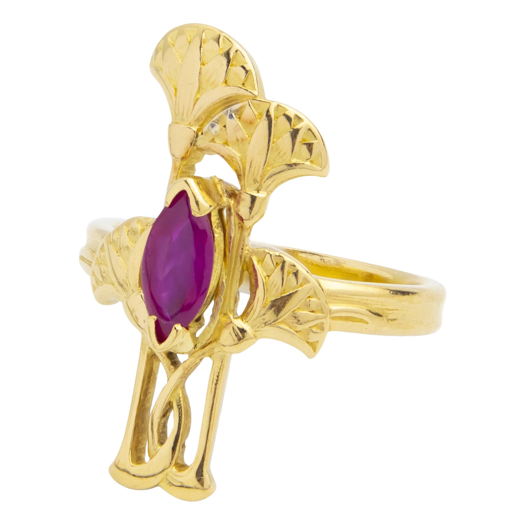 Bague "Papyrus" de Victor Gérard, de style néo-égyptien français en vente