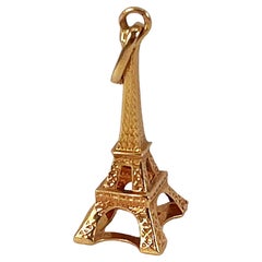 French Eiffel Tower 18K Yellow Gold Charm Pendant