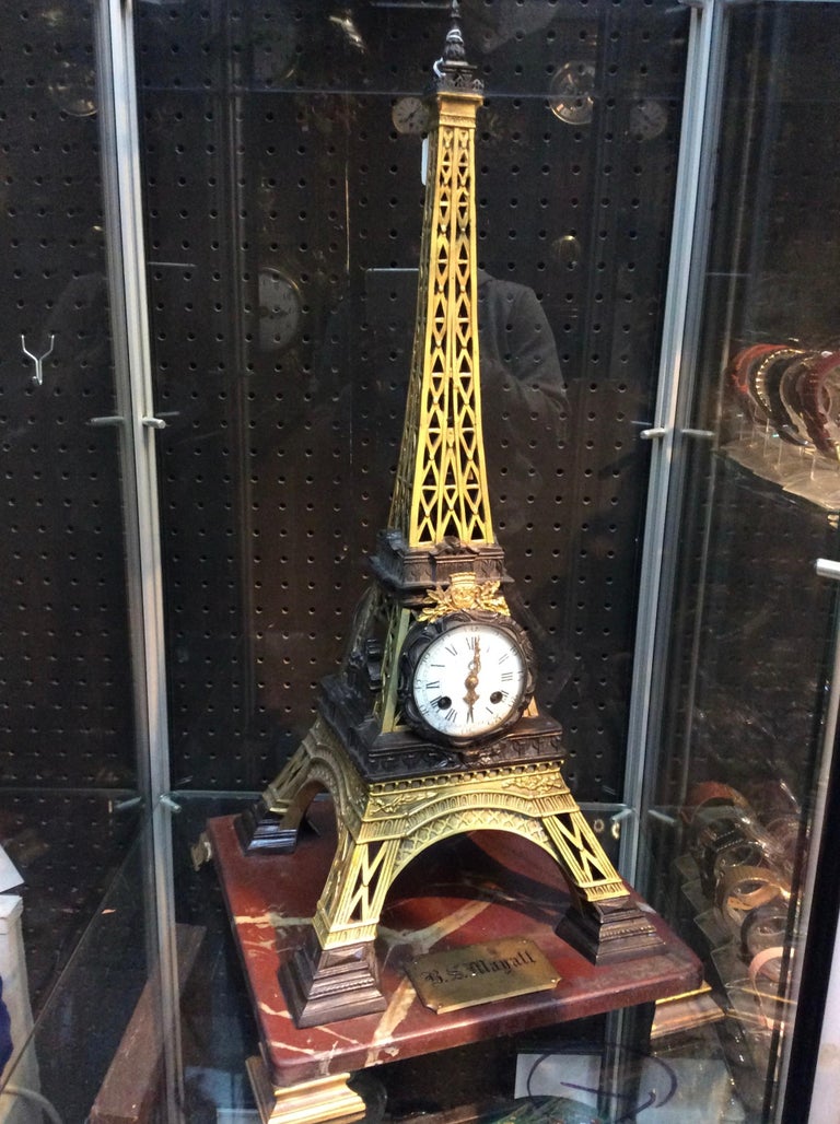 19th Century French Bronze Eiffel Tower Clock For Sale at 1stDibs