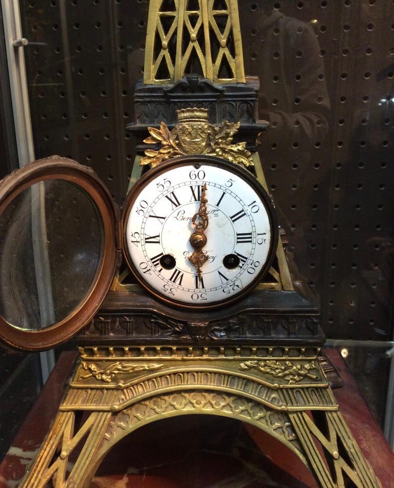 19th Century French Bronze Eiffel Tower Clock For Sale at 1stDibs