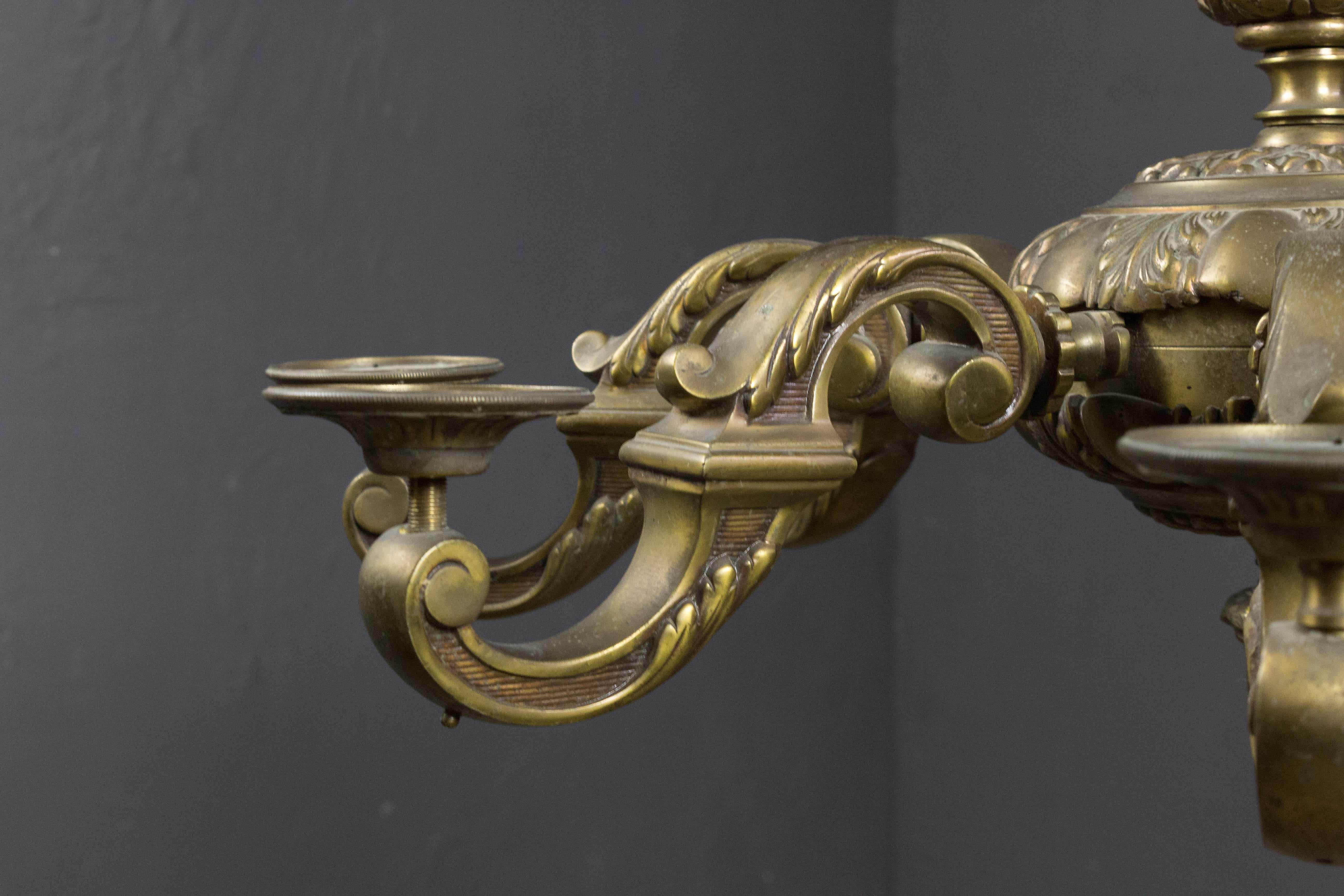Neoclassical Revival French Eight-Arm Bronze Chandelier