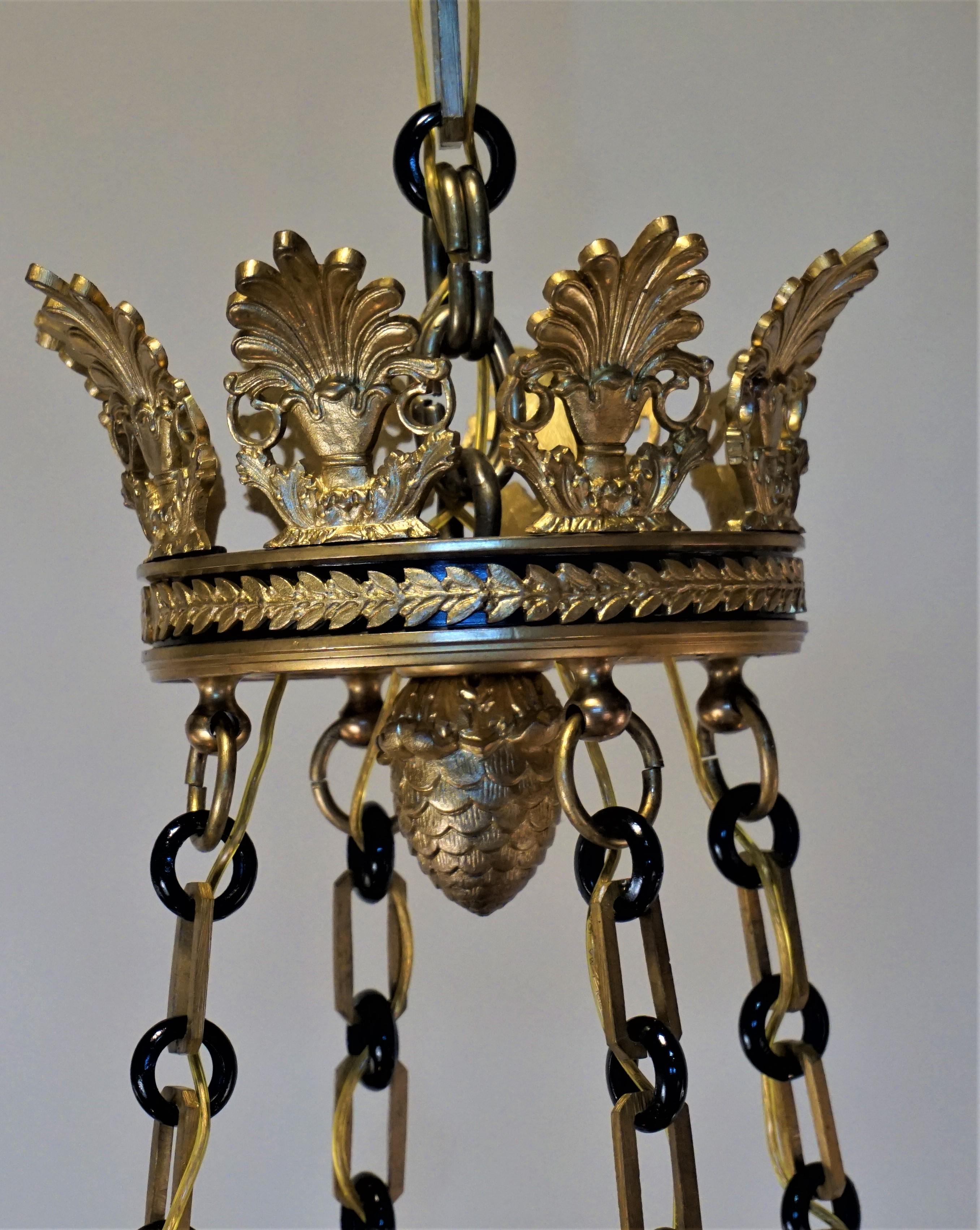 French Eight-Arm Empire Style Bronze Chandelier 7
