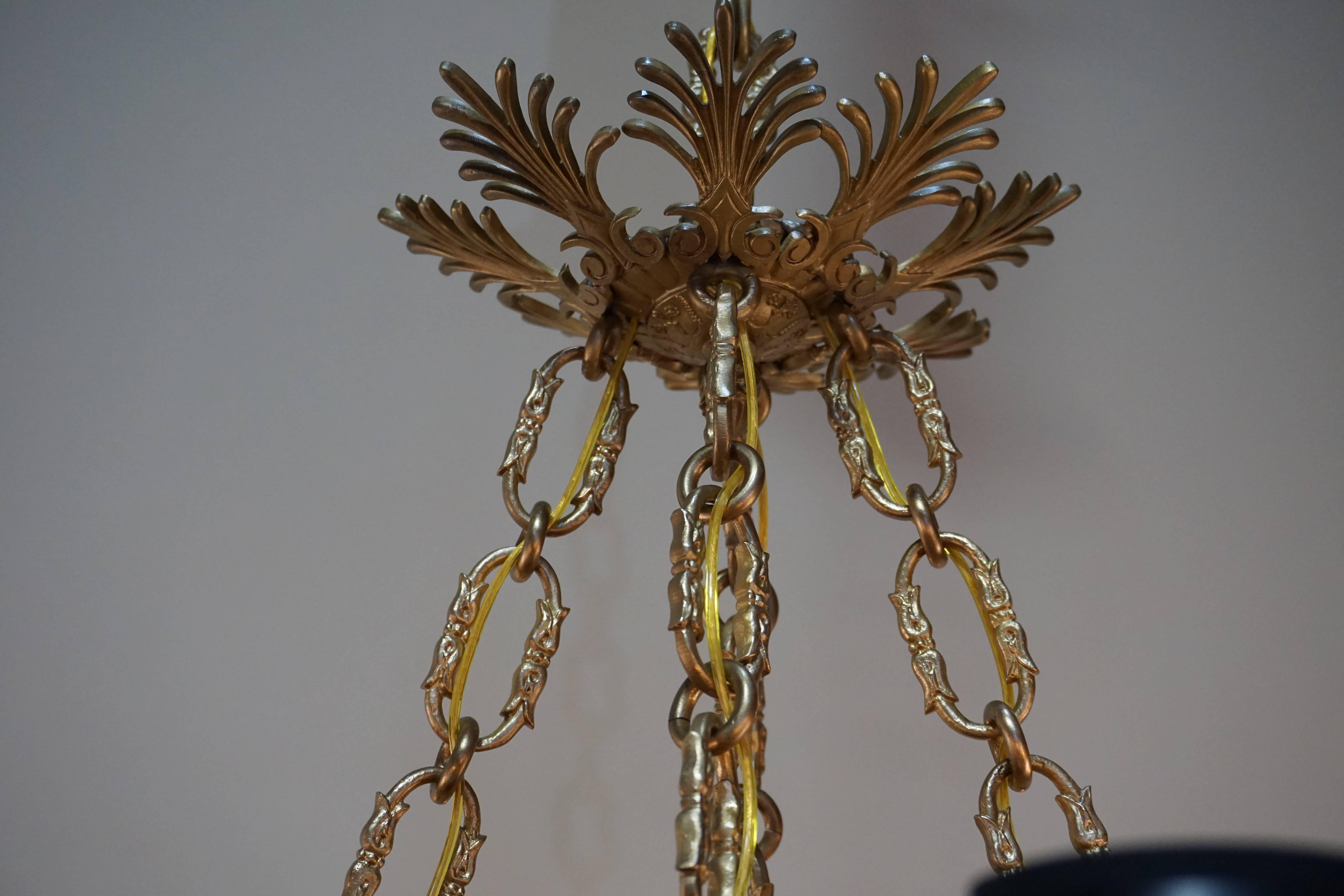 Mid-20th Century French Eight-Arm Empire Style Bronze Chandelier