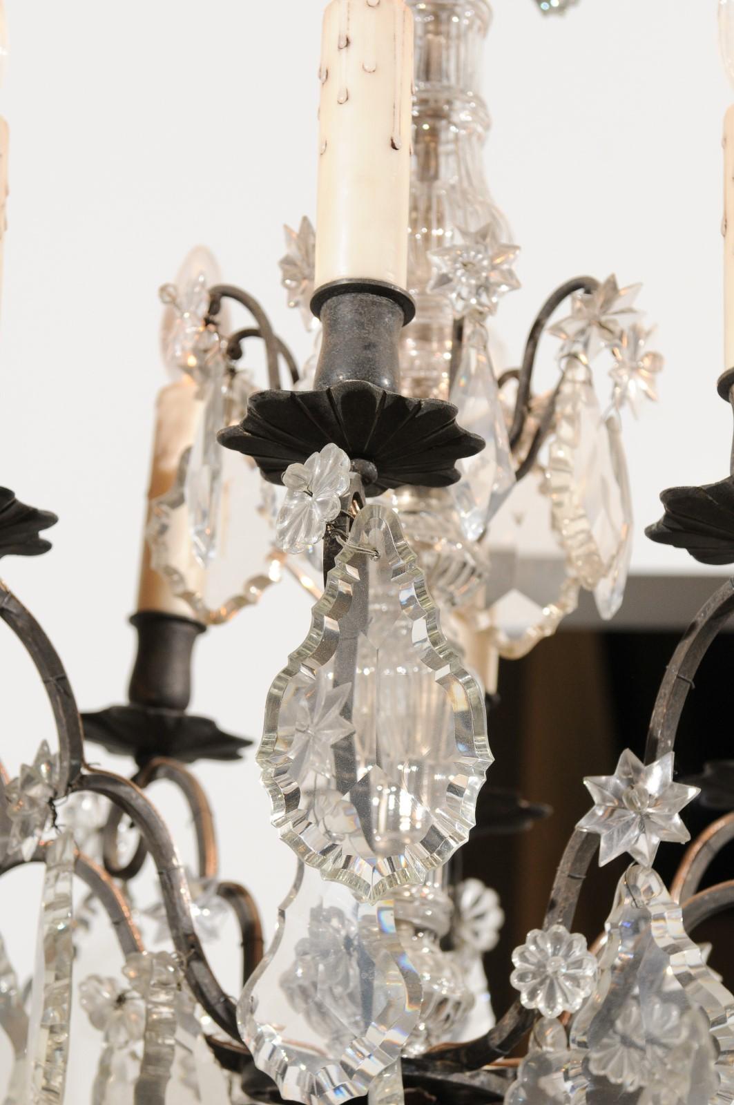 French Eight Arms Crystal Chandelier with Metal Armature from the 19th Century  For Sale 8