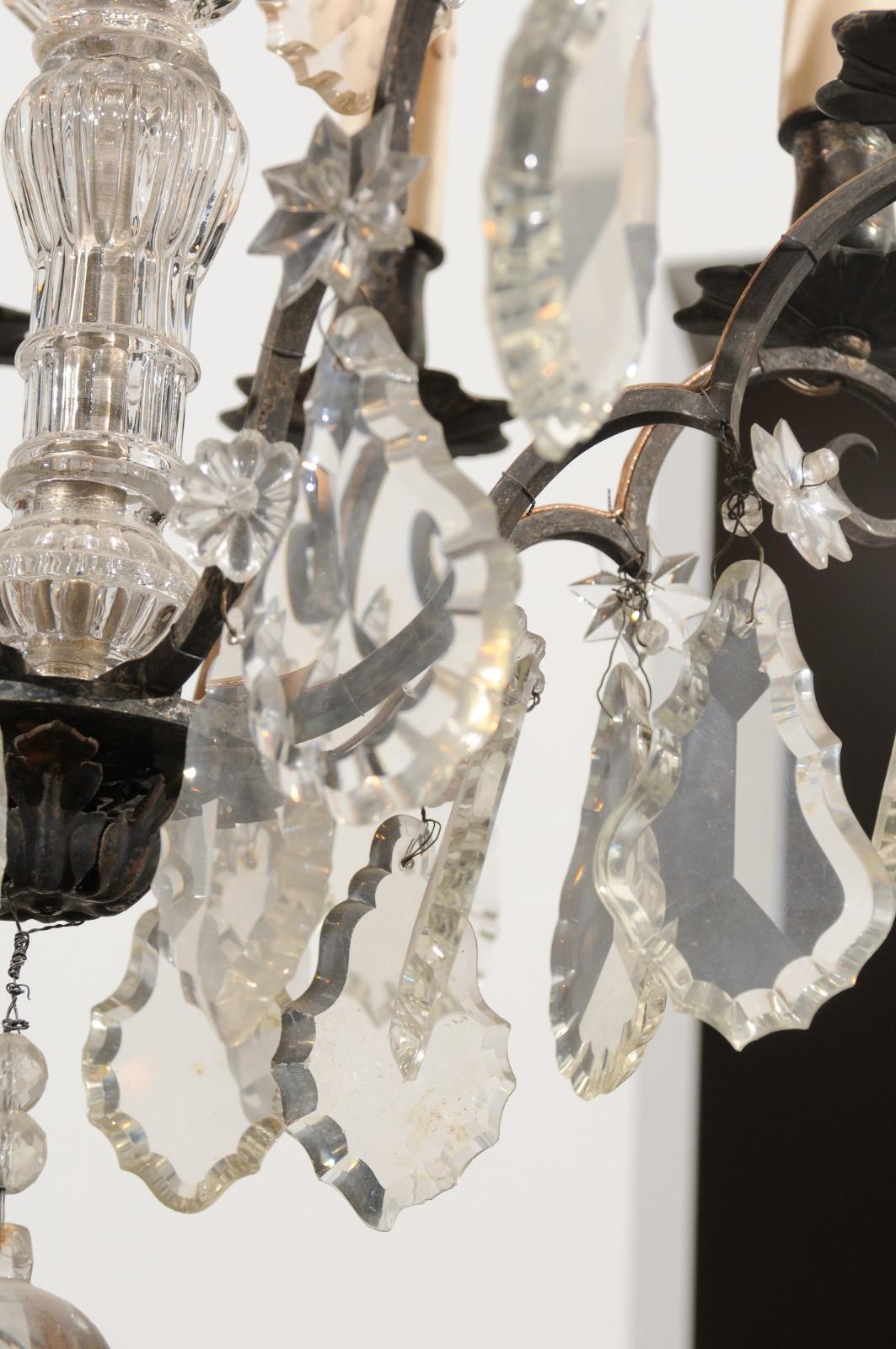 French Eight Arms Crystal Chandelier with Metal Armature from the 19th Century  For Sale 2