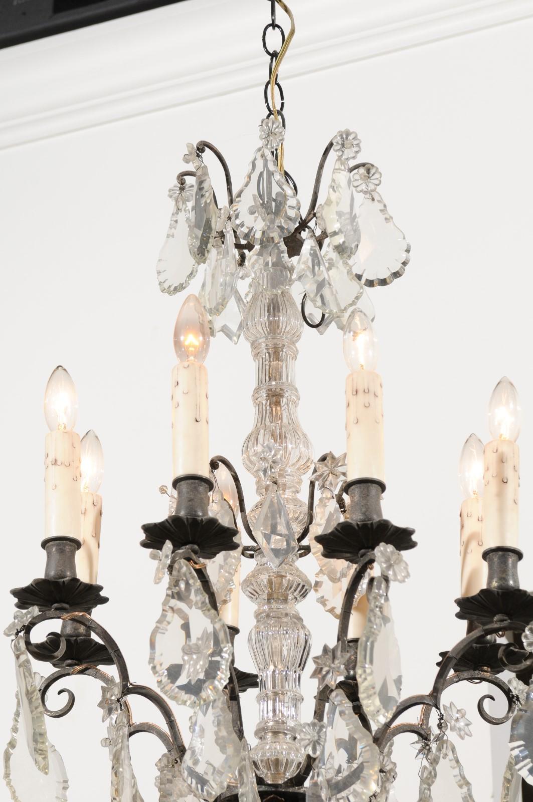 French Eight Arms Crystal Chandelier with Metal Armature from the 19th Century  For Sale 6