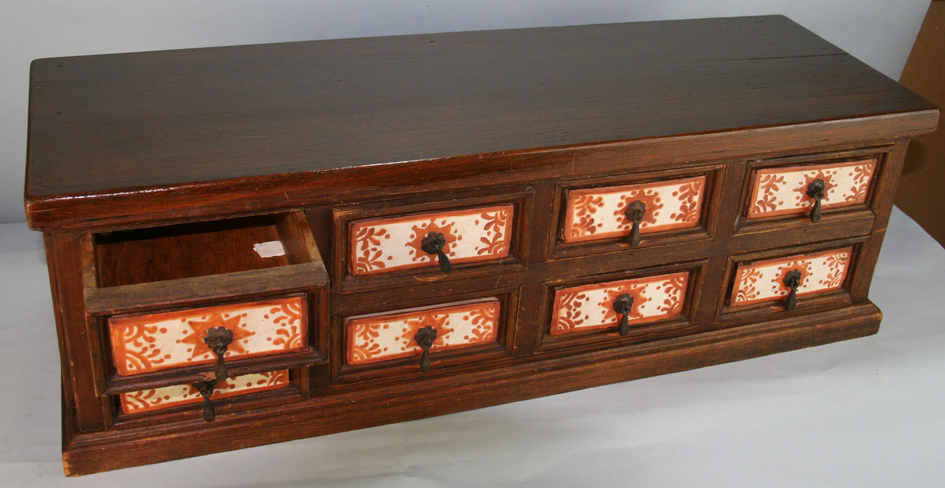 Mid-20th Century French Eight Ceramic Faced Drawer Storage Cabinet For Sale