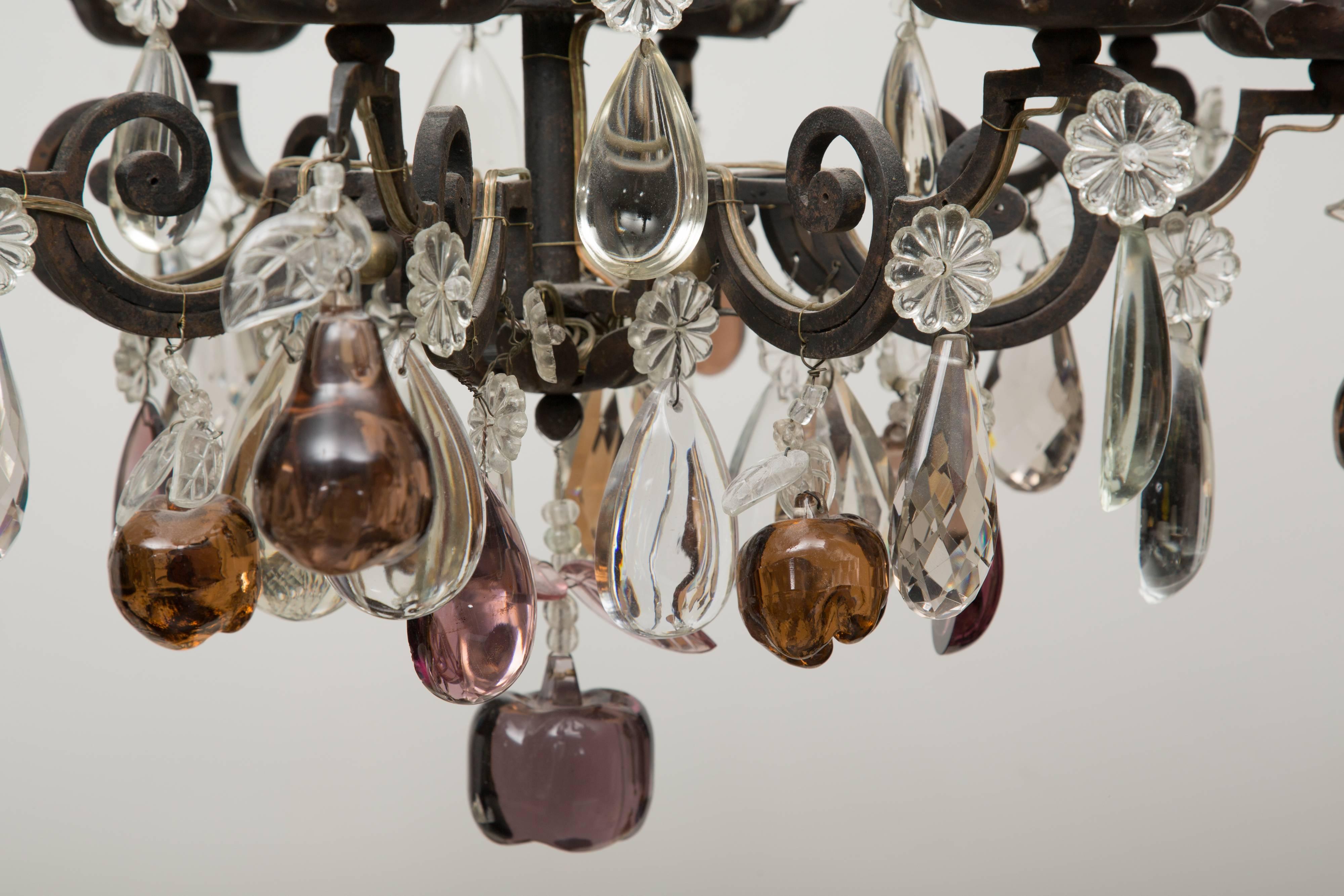 French Eight-Light Chandelier with Multi-Form Pendants 1