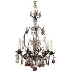 French Eight-Light Chandelier with Multi-Form Pendants