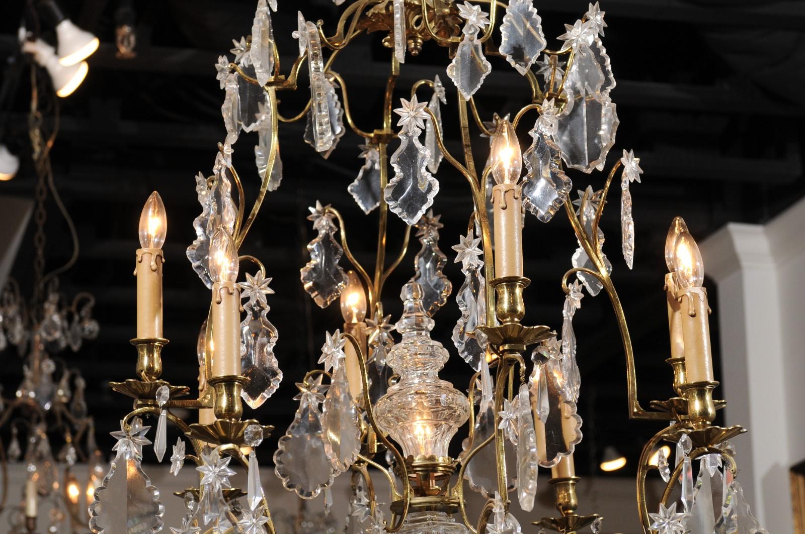 French Eight Light Crystal Chandelier with Gilt Metal Armature and Pendeloques For Sale 4