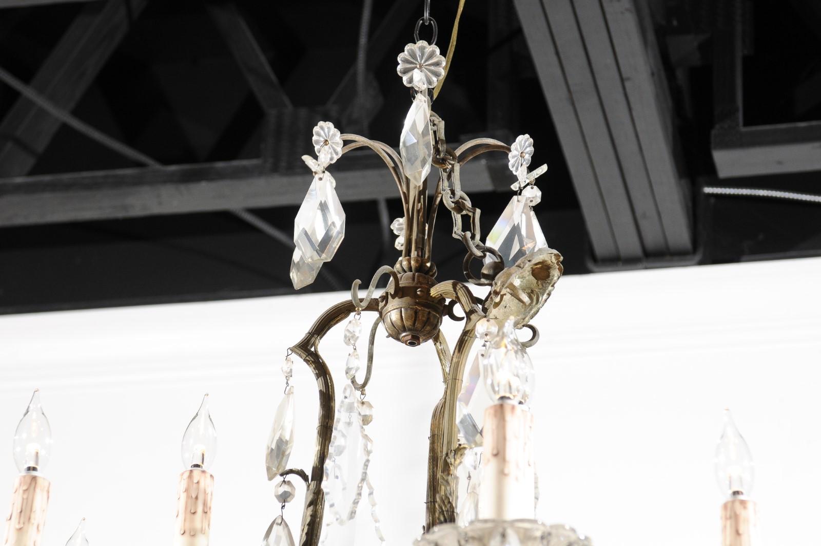 French Eight-Light Crystal Chandelier with Iron Armature from the 19th Century For Sale 2