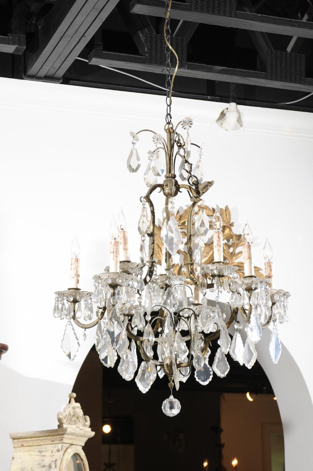 French Eight-Light Crystal Chandelier with Iron Armature from the 19th Century For Sale 3