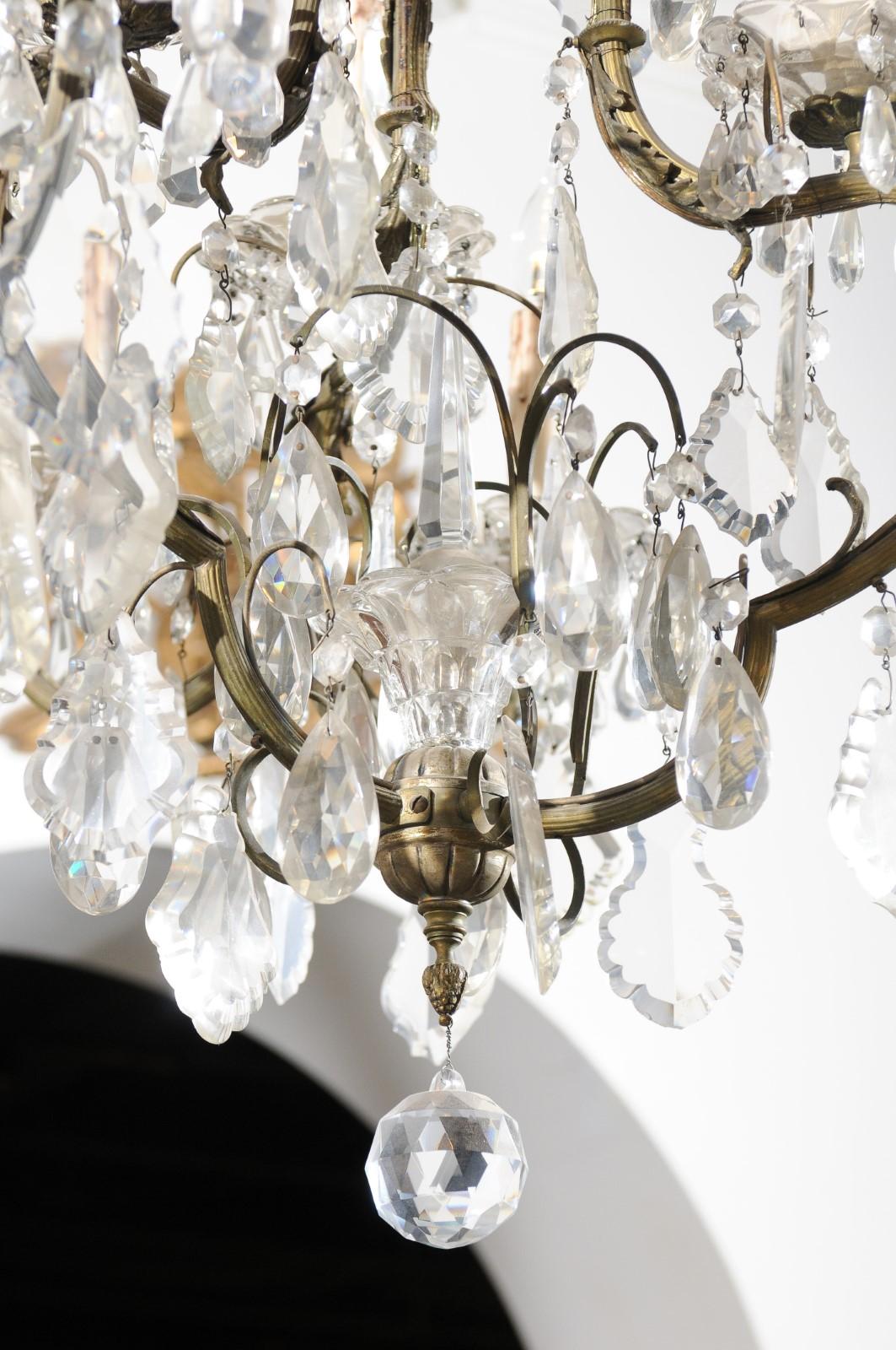 French Eight-Light Crystal Chandelier with Iron Armature from the 19th Century For Sale 5