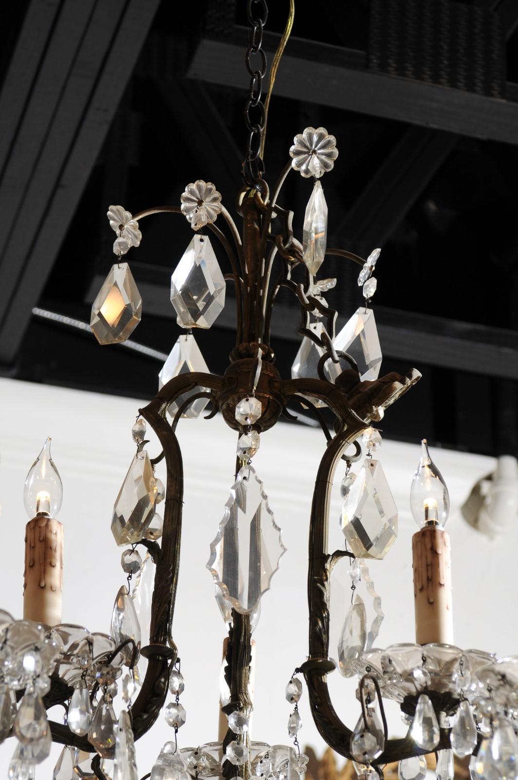 French Eight-Light Crystal Chandelier with Iron Armature from the 19th Century For Sale 6